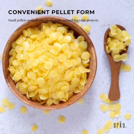 Orku  2Kg Organic Beeswax Pellets Yellow - Cosmetic Grade Pure Bees Wax Pastilles
