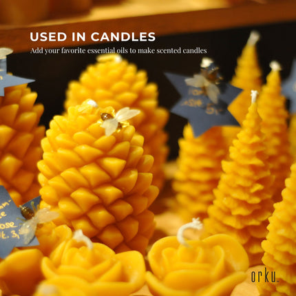 Orku  2Kg Organic Beeswax Pellets Yellow - Cosmetic Grade Pure Bees Wax Pastilles