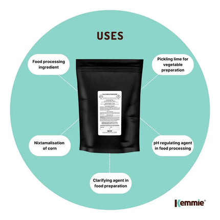Kemmie 400g Calcium Hydroxide Powder - Food Grade Pickling Lime Slaked Lime FCC
