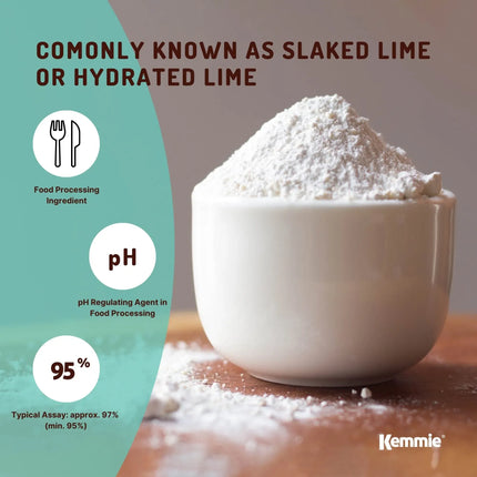Kemmie 5Kg Calcium Hydroxide Powder - Food Grade Pickling Lime Slaked Lime FCC