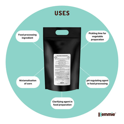Kemmie Bulk 10Kg Calcium Hydroxide Powder - Food Grade Pickling Lime Slaked FCC