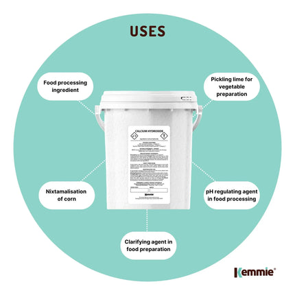 Kemmie 600g Calcium Hydroxide Powder Tub - Food Grade Pickling Lime FCC
