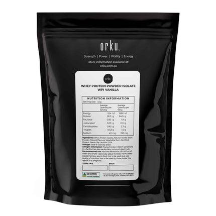 Orku 2Kg WPI Whey Protein Isolate Powder - Vanilla Bag | Sports Food