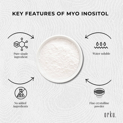 Orku 100g Myo Inositol Powder - USP Grade High Purity Unflavoured