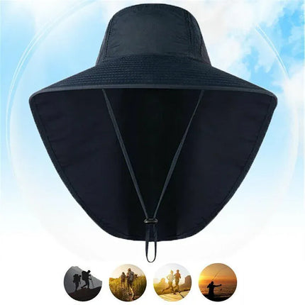 1x Neck Flap Cap Unisex Outdoor Sport Fishing Hat Sun Protection Wide Brim Cover - Purple