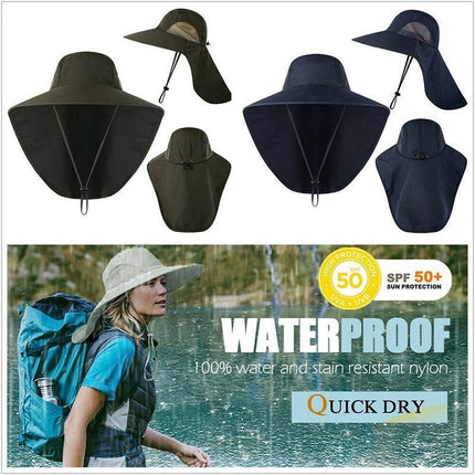 1x Neck Flap Cap Unisex Outdoor Sport Fishing Hat Sun Protection Wide Brim Cover - Purple