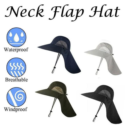 1x Neck Flap Cap Unisex Outdoor Sport Fishing Hat Sun Protection Wide Brim Cover - Purple