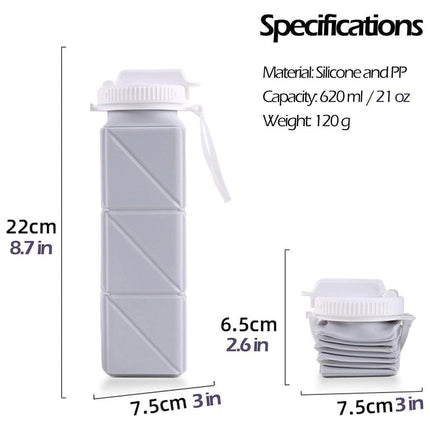 620ml Silicone Folding Water Bottle Food Grade Outdoor Sports Kettle High Temp - Green