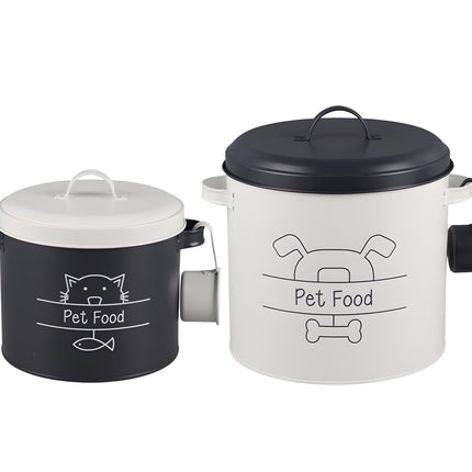 Set 2 Metal Pet Food Storage Tin 30x27cm