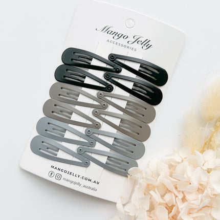 Essential Snap Hair clips - Black - 12 Pieces