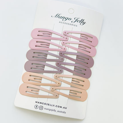 Essential Snap Hair clips - Dusty Pink - 6 Pieces