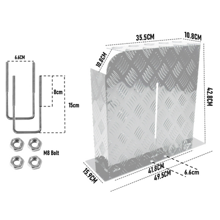 Alpen Outdoor Base Mount 2mm Thickness Aluminium Diesel Heater Fuel Tank Cover Left for 10L 15L Fuel Tank Silver