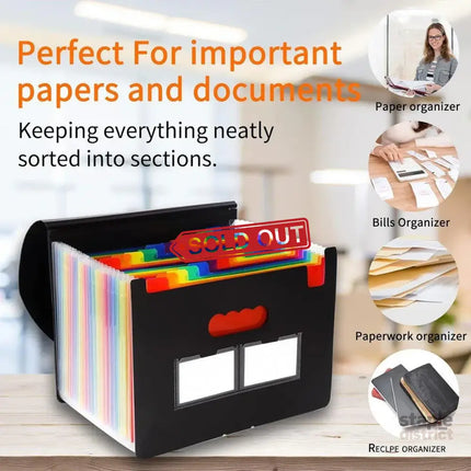 A4 Document Organiser 25 Compartments Multilayer Folder Office File Storage - Commercial > Commercial Others > Office