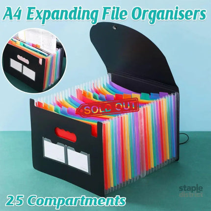 A4 Document Organiser 25 Compartments Multilayer Folder Office File Storage - Commercial > Commercial Others > Office