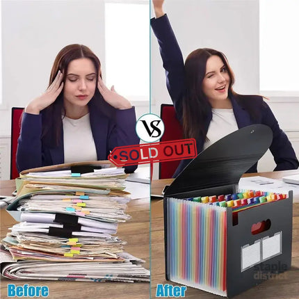 A4 Document Organiser 25 Compartments Multilayer Folder Office File Storage - Commercial > Commercial Others > Office