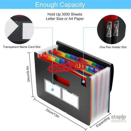 A4 Document Organiser 25 Compartments Multilayer Folder Office File Storage - Commercial > Commercial Others > Office