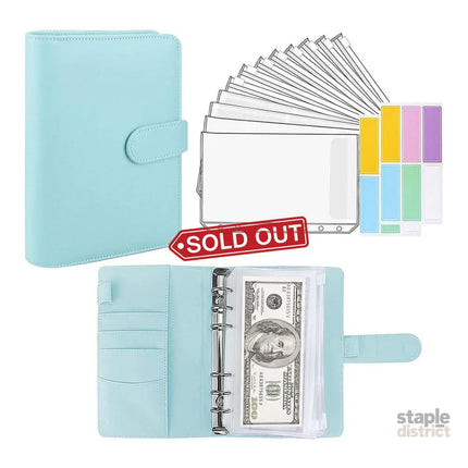A6 Pu Leather Binder Pockets Cash Envelope Planner Notebooks - Black - Commercial > Commercial Others > Office Supplies