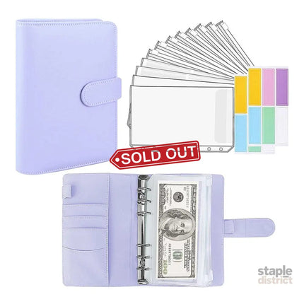 A6 Pu Leather Binder Pockets Cash Envelope Planner Notebooks - Laser Purple - Commercial > Commercial Others > Office