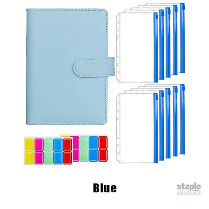 A6 Pu Leather Binder Pockets Cash Envelope Planner Notebooks - Laser Silver - Commercial > Commercial Others > Office