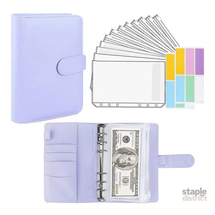 A6 Pu Leather Binder Pockets Cash Envelope Planner Notebooks - Laser Silver - Commercial > Commercial Others > Office