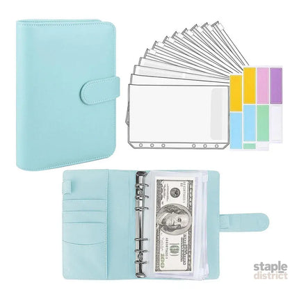 A6 Pu Leather Binder Pockets Cash Envelope Planner Notebooks - Light Purple - Commercial > Commercial Others > Office