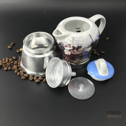 Afternoon Tea Vintage Porcelain Ceramic Italian Stove Top Espresso Coffee Maker 3-4Cups 200ml - Appliances > Kitchen