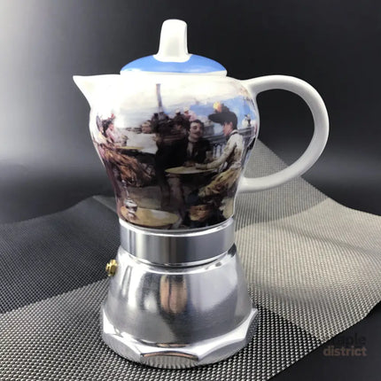 Afternoon Tea Vintage Porcelain Ceramic Italian Stove Top Espresso Coffee Maker 3-4Cups 200ml - Appliances > Kitchen