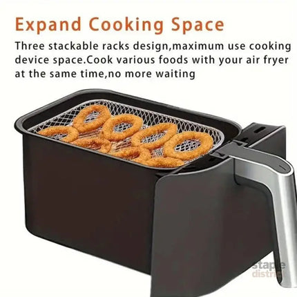 Air Fryer Grill Rack Multi Layer Removable Shelf Mesh Rack for Cooking BBQ - Rectangle - Appliances > Kitchen