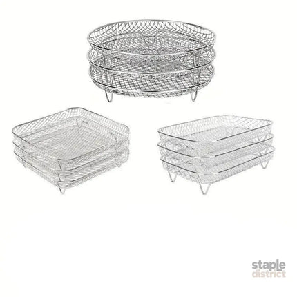 Air Fryer Grill Rack Multi Layer Removable Shelf Mesh Rack for Cooking BBQ - Rectangle - Appliances > Kitchen