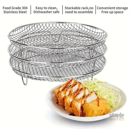 Air Fryer Grill Rack Multi Layer Removable Shelf Mesh Rack for Cooking BBQ - Rectangle - Appliances > Kitchen