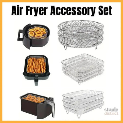 Air Fryer Grill Rack Multi Layer Removable Shelf Mesh Rack for Cooking BBQ - Rectangle - Appliances > Kitchen