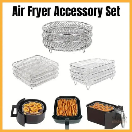 Air Fryer Grill Rack Multi Layer Removable Shelf Mesh Rack for Cooking BBQ - Rectangle - Appliances > Kitchen