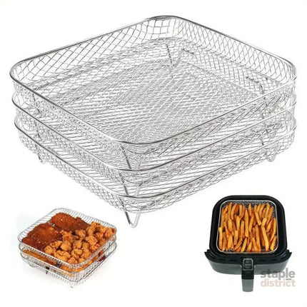 Air Fryer Grill Rack Multi Layer Removable Shelf Mesh Rack for Cooking BBQ - Round - Appliances > Kitchen Appliances >