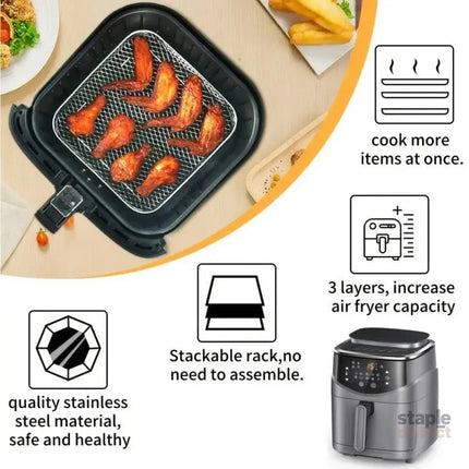 Air Fryer Grill Rack Multi Layer Removable Shelf Mesh Rack for Cooking BBQ - Round - Appliances > Kitchen Appliances >