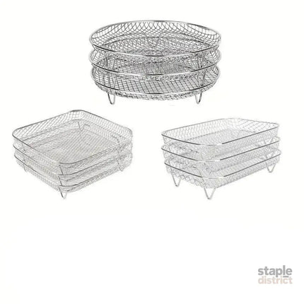Air Fryer Grill Rack Multi Layer Removable Shelf Mesh Rack for Cooking BBQ - Round - Appliances > Kitchen Appliances >