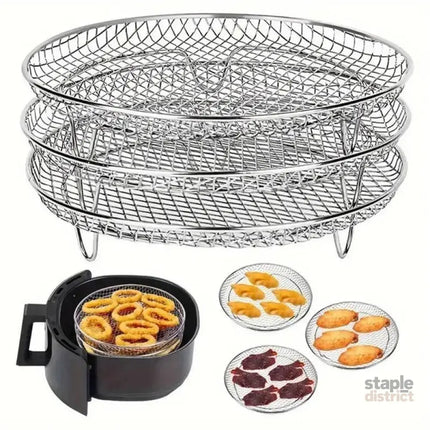 Air Fryer Grill Rack Multi Layer Removable Shelf Mesh Rack for Cooking BBQ - Round - Appliances > Kitchen Appliances >