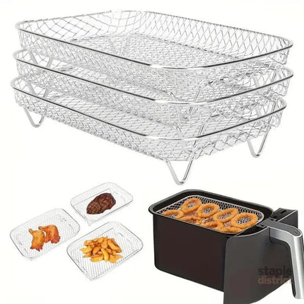 Air Fryer Grill Rack Multi Layer Removable Shelf Mesh Rack for Cooking BBQ - Round - Appliances > Kitchen Appliances >
