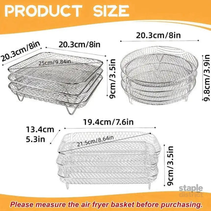 Air Fryer Grill Rack Multi Layer Removable Shelf Mesh Rack for Cooking BBQ - Round - Appliances > Kitchen Appliances >