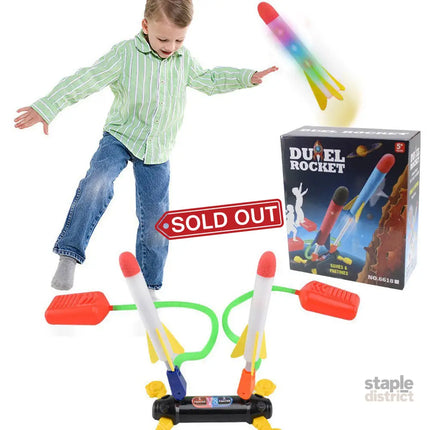Air Power Foam Duel Rocket Shoot Up Stomp Launcher Kids Outdoor Activities Toys - Baby & Kids > Baby & Kid’s Toys >