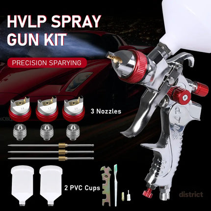 Air Spray Gun HVLP Kit Paint Gun Gravity Feed Air Spray Gun Airbrush Painting Tool 3 Nozzle 1.4mm 1.7mm 2mm With Tips
