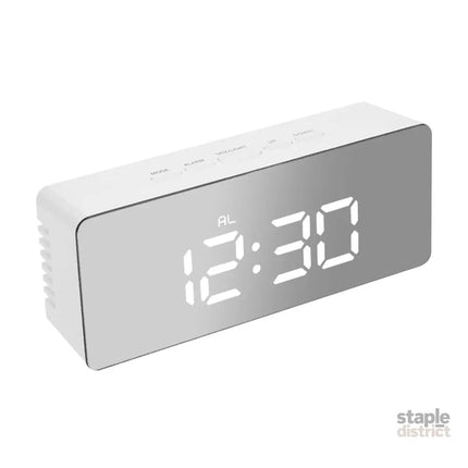 Alarm Clock Digital Led Mirror Desk Silver-2018816653667733504