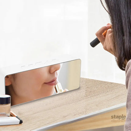 Alarm Clock Digital Led Mirror Desk Silver-2018816653667733508