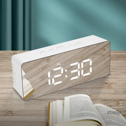 Alarm Clock Digital Led Mirror Desk Silver-2018816653667733510