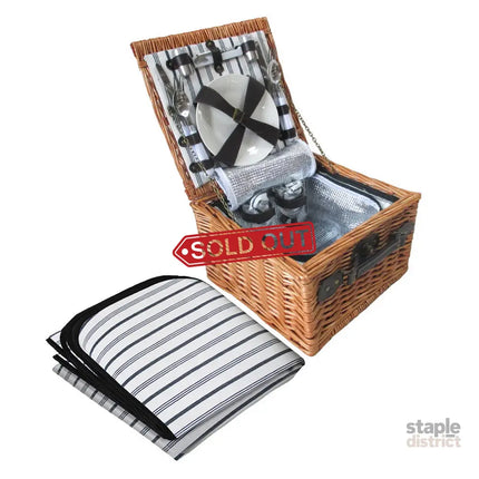 Alfresco 2 Person Picnic Basket Set Vintage Outdoor Baskets Insulated Blanket - Outdoor Recreation > Picnic > Picnic