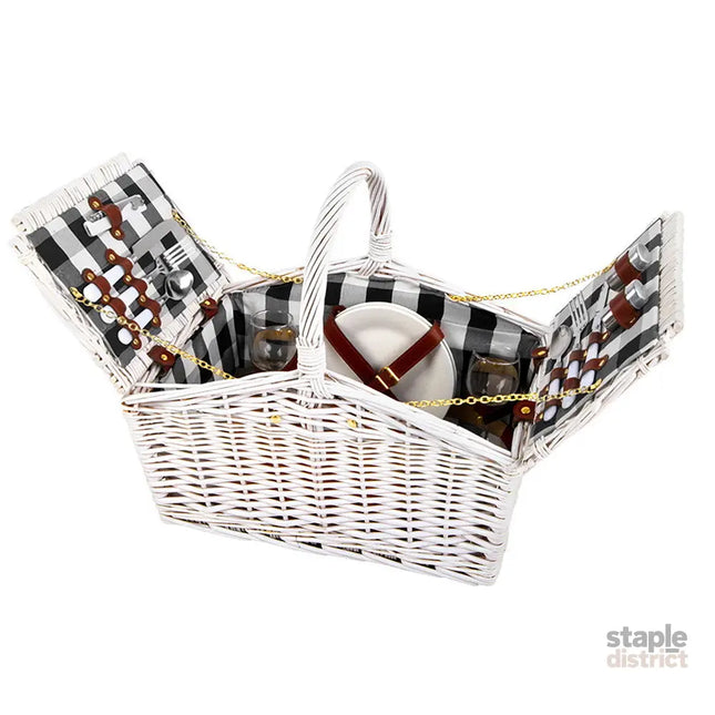 Alfresco 2 Person Picnic Basket Set Willow Vintage Baskets Insulated Blanket Bag - Outdoor Recreation > Picnic > Picnic