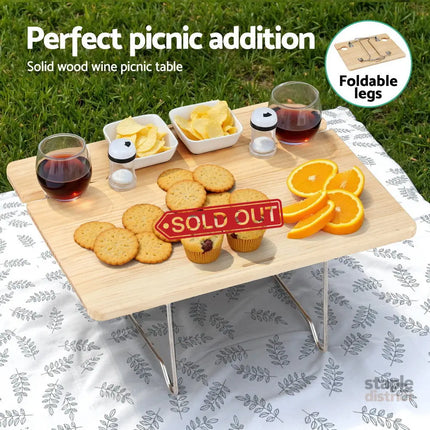 Alfresco 2 Person Picnic Basket Set with Table Blanket Cooler Wooden Insulated - Outdoor Recreation > Picnic > Picnic
