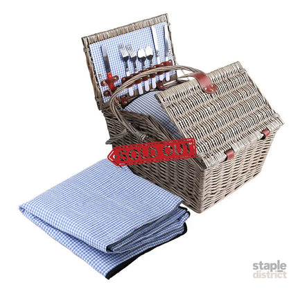 Alfresco 4 Person Picnic Basket Set Baskets Insulated Blanket Bag - Outdoor Recreation > Picnic > Picnic Baskets