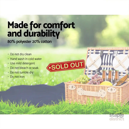 Alfresco 4 Person Picnic Basket Set Cooler Bag Insulated Blanket - Outdoor Recreation > Picnic > Picnic Baskets