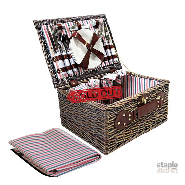 Alfresco 4 Person Picnic Basket Set Insulated Blanket Bag - Outdoor Recreation > Picnic > Picnic Baskets