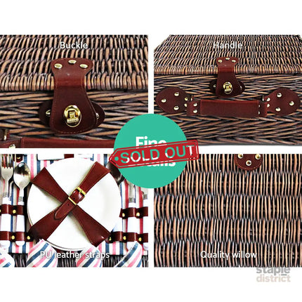 Alfresco 4 Person Picnic Basket Set Insulated Blanket Bag - Outdoor Recreation > Picnic > Picnic Baskets